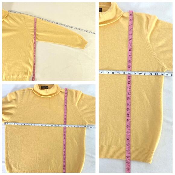 Vintage Brooks Brothers Yellow Gold Pullover Turtleneck Cashmere Sweater Large - Picture 5 of 10